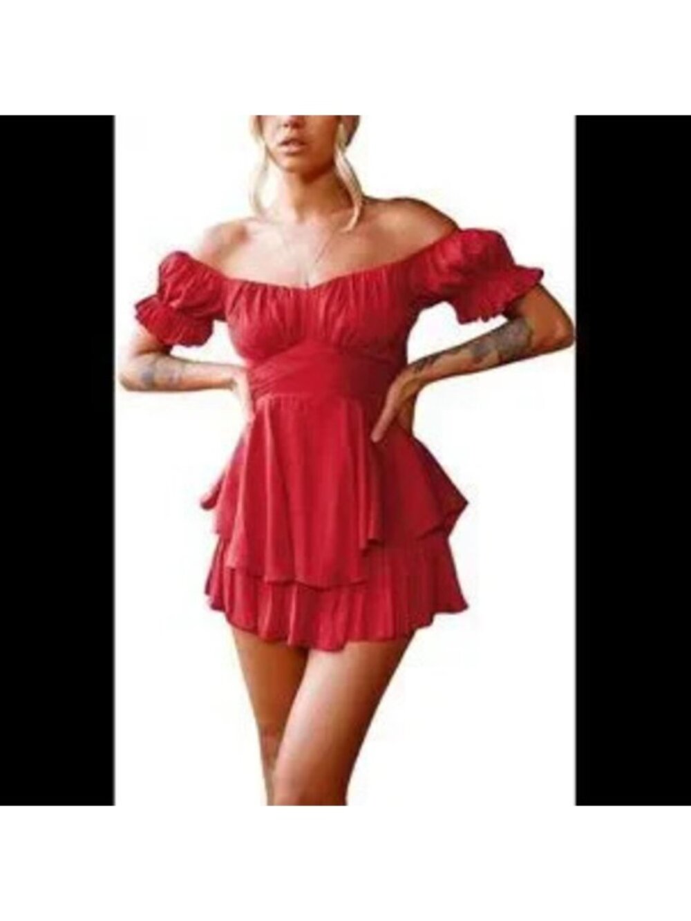 Women's Boho Romper Off Shoulder Ruffle Chiffon Shorts Jumpsuit Playsuit